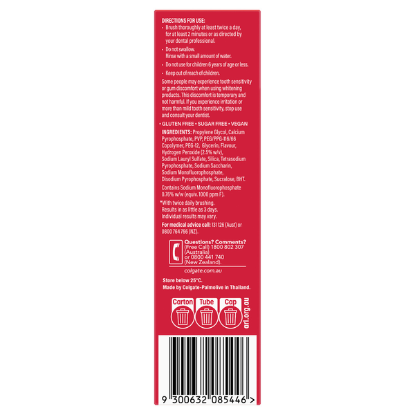 Colgate Optic White Luminous Express Fresh Mint Toothpaste 85g