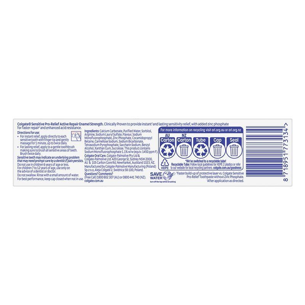 Colgate Sensitive Pro Relief Active Repair + Enamel Strength Toothpaste 110g