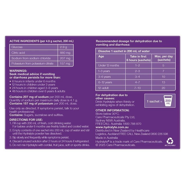 Hydralyte Apple Blackcurrant 24 Electrolyte Powder Sachets