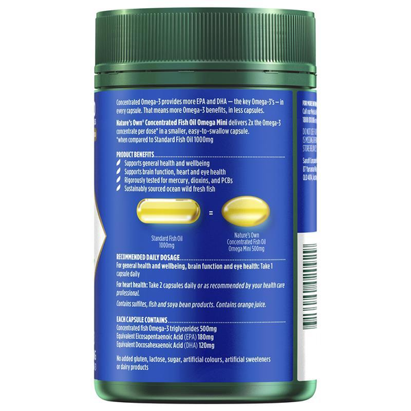 Nature's Own Concentrated Omega Fish Oil Mini 250 Capsules