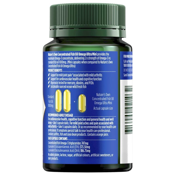 Nature's Own Concentrated Omega Fish Oil Ultra Mini 60 Capsules