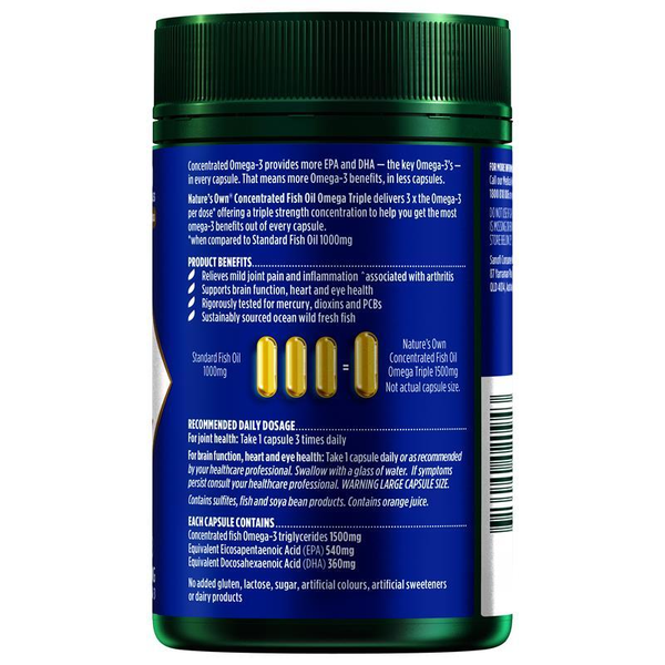 Nature's Own Concentrated Fish Oil Omega Triple 80 Capsules