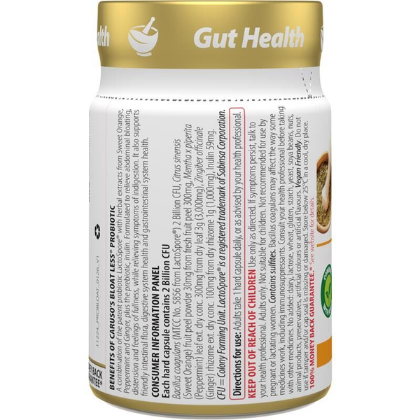 Caruso's Bloat Less Probiotic 42 Capsules