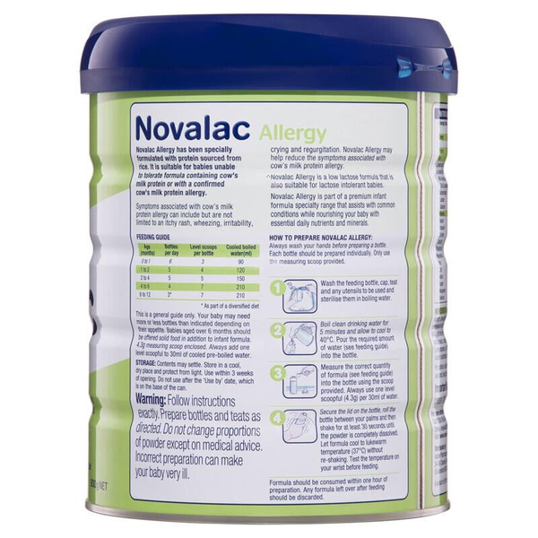 Novalac Allergy Premium Rice Based Formula 0-12 Months 800g