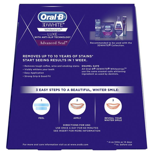 Oral B 3D White Whitestrips Lux Advanced Seal 14 Treatments