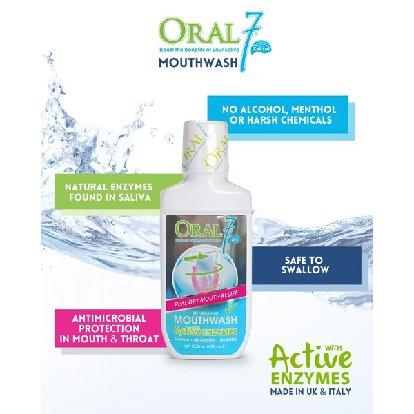 Oral 7 Rehydrating Mouthwash With Active Enzymes 250ml Real Dry Mouth Relief
