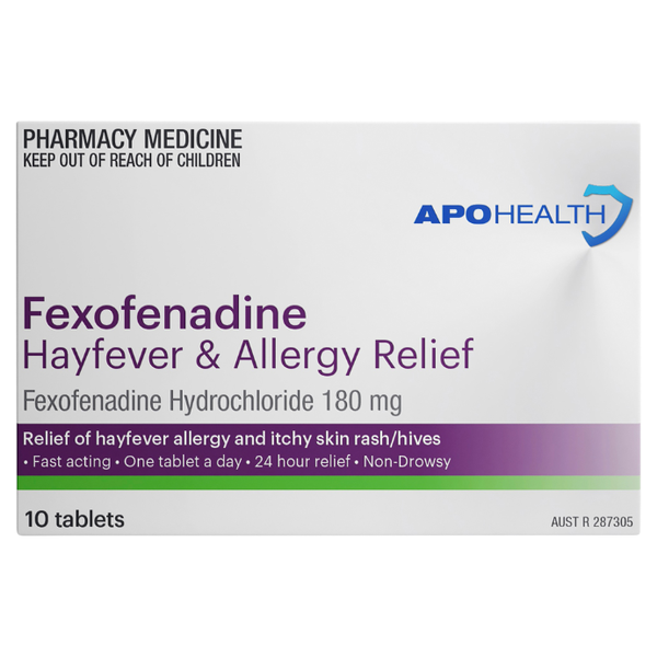 APH Fexofenadine 180 Hayfever & Allergy Relief 10 Tablets Same as Telfast