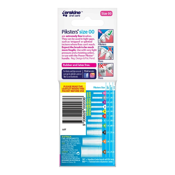 Piksters Interdental Brushes Size 00 Pink 10 Pack