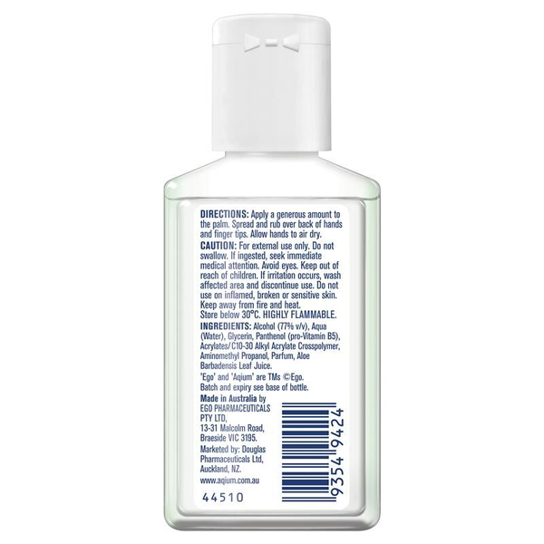 Ego Aqium Antibacterial Hand Sanitiser Aloe 60ml