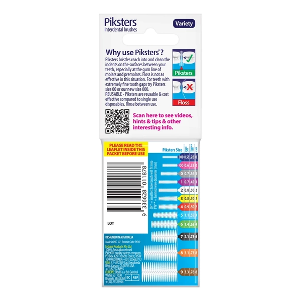Piksters Interdental Brushes Variety Pack 9 Pack