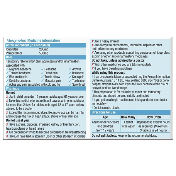 Mersynofen Dual Action 12 Tablets