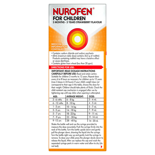 Nurofen For Children 3 Months - 5 Years Strawberry 100ml