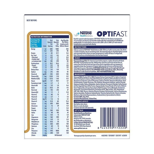 Optifast VLCD Shake Mocha 12 x 53g Sachets