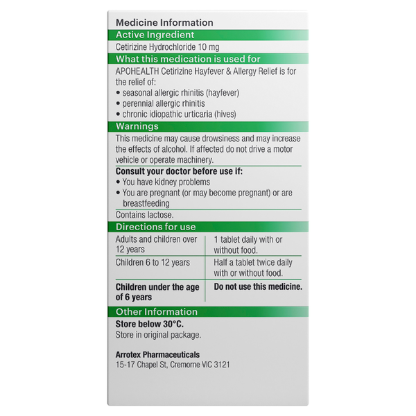 APH Cetirizine Hayfever & Allergy Relief 70 Tablets Same as Zyrtec