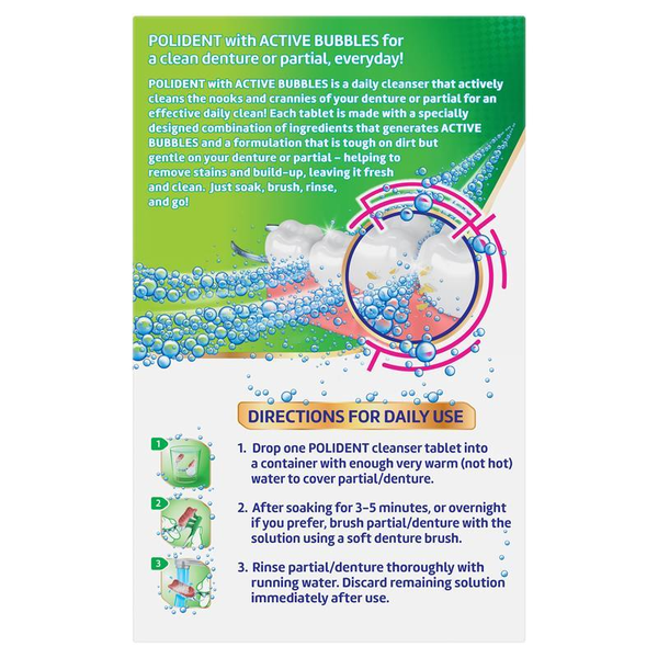 Polident Denture Daily Cleanser Mint Fresh 36 Tablets