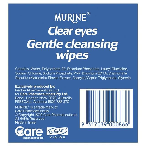 Murine Clear Eyes Gentle Cleansing Wipes 30 Wipes