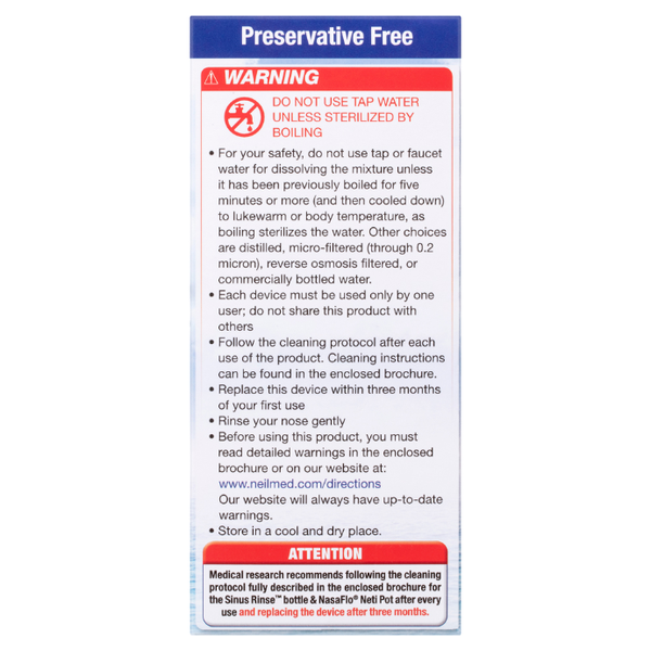 Neilmed Sinus Rinse Refill 120 Premixed Sachets