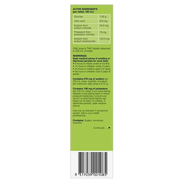 Hydralyte Lemon Lime 20 Effervescent Electrolyte Tablets 