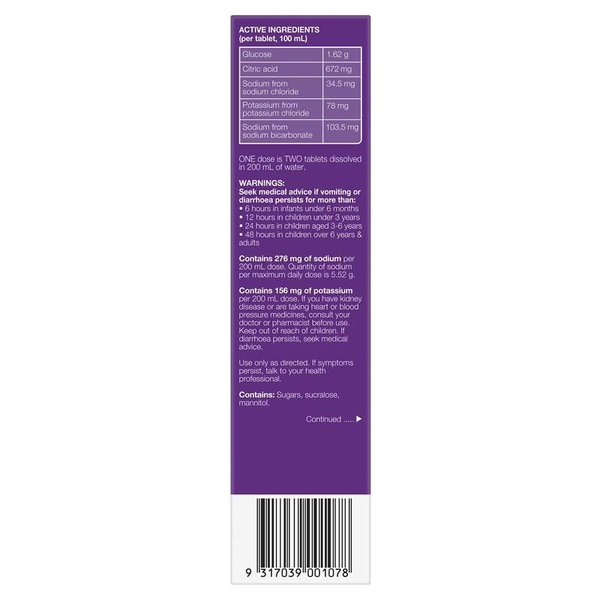 Hydralyte Apple Blackcurrant 20 Effervescent Electrolyte Tablets 