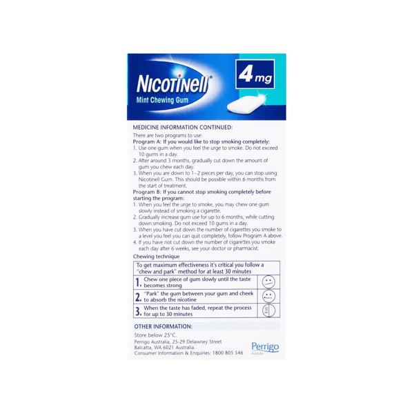 Nicotinell Extra Strength 4mg Mint Chewing Gum 96 Pieces