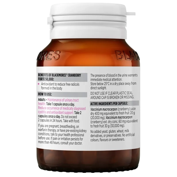Blackmores Cranberry Forte 50,000mg 30 Capsules