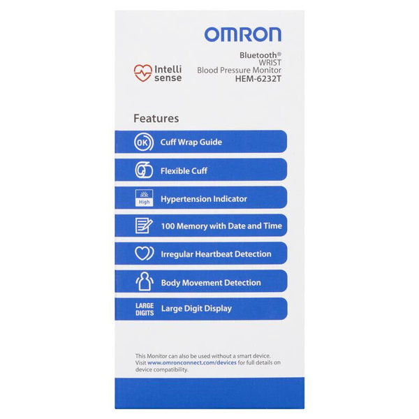 Omron HEM-6232T Bluetooth Wrist Blood Pressure Monitor