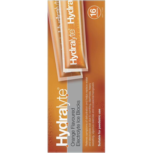 Hydralyte Orange 16 Electrolyte Ice Blocks