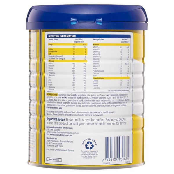 Novalac Sweet Dreams Premium Infant Formula 0-12 Months 800g