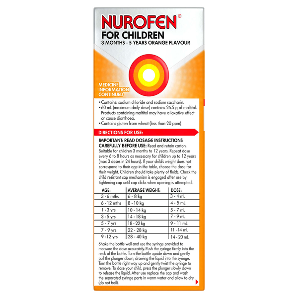 Nurofen For Children 3 Months - 5 Years Orange 200ml
