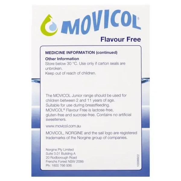 Movicol Constipation Relief Powder Flavour Free 30 Sachets
