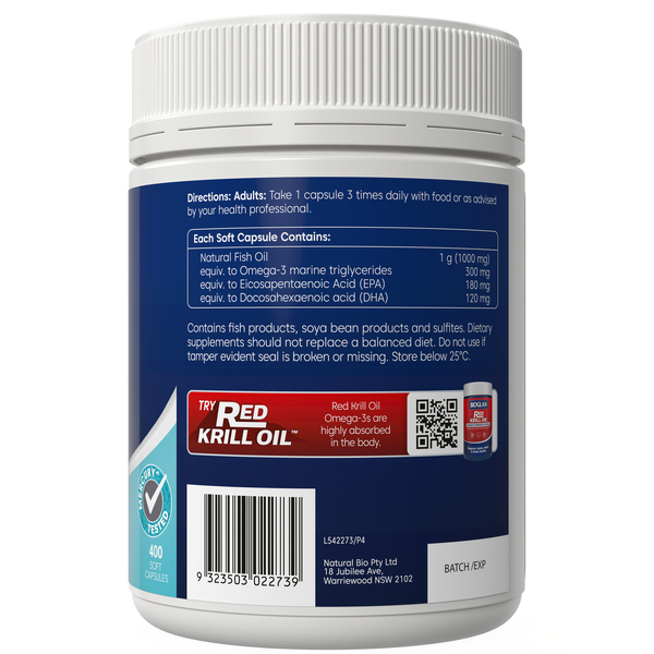 Bioglan Odourless Fish Oil 1000mg 400 Capsules