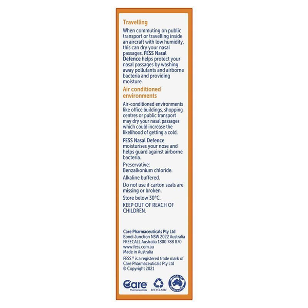 Fess Nasal Defence Saline Spray with Tea Tree Oil & Vitamin E 30ml