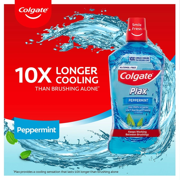 Colgate Plax Peppermint Alcohol Free Mouthwash 500ml