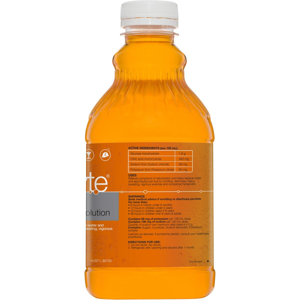 Hydralyte Ready To Use Orange 1L Electrolyte Solution