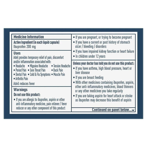 Advil Minis Liquid Capsules 20 Capsules