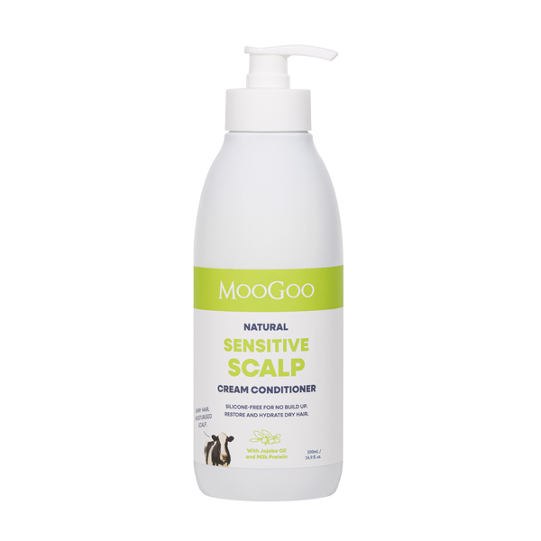 MooGoo Natural Sensitive Scalp Milk Shampoo 500ml + Cream Conditioner 500ml
