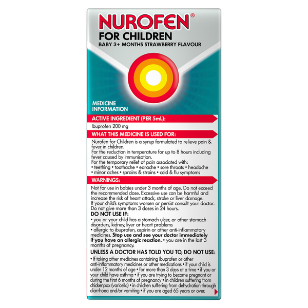 Nurofen For Children Baby 3+ Months Strawberry 50ml