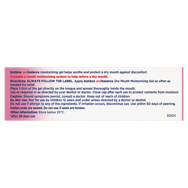 Biotene Dry Mouth Relief Oral Balance Moisturising Gel 42g