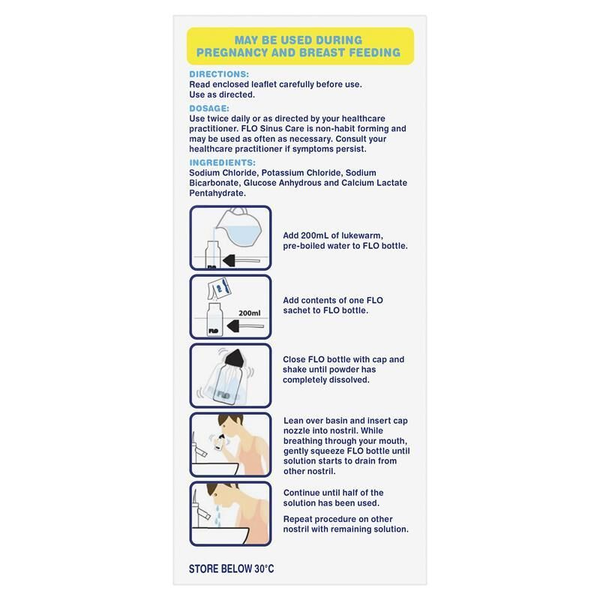 Flo Sinus Care Starter Kit Bottle + 12 Sachets