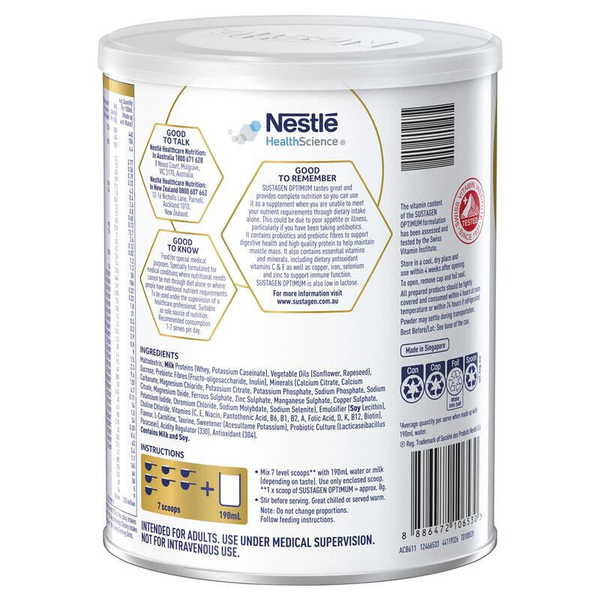 Sustagen Optimum 800g Vanilla Flavour