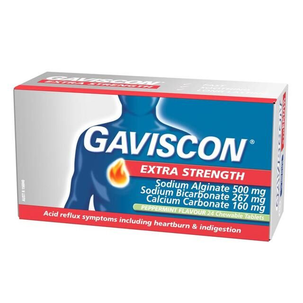 Gaviscon Extra Strength Peppermint 24 Chewable Tablets
