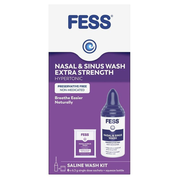 Fess Nasal & Sinus Wash Extra Strength Starter Kit 6 Sachets