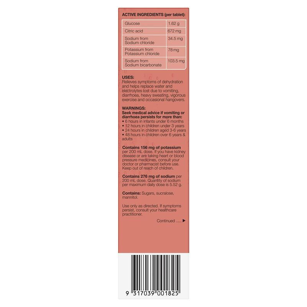Hydralyte Peach Crush 20 Effervescent Electrolyte Tablets