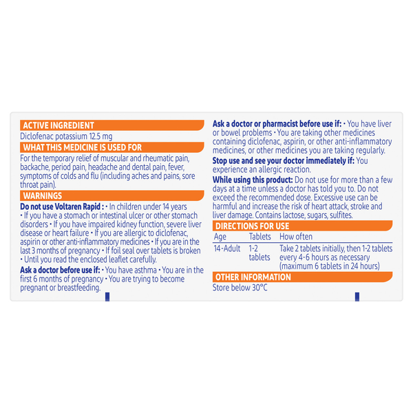 Voltaren Rapid 12.5mg 20 Tablets