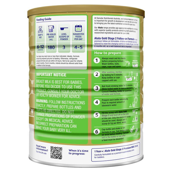 Alula Gold Stage 2 Premium Follow-On Formula 6-12 Months 900g