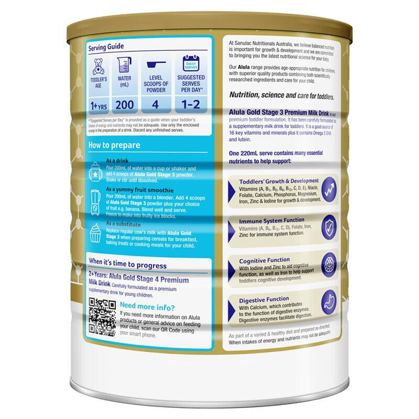 Alula Gold Stage 3 Toddler Premium Milk Drink 1 Year+ 900g