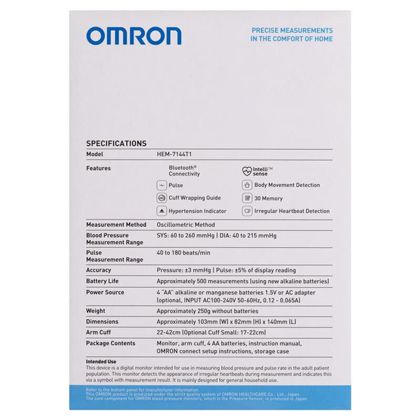 Omron HEM-7144T1 Blood Pressure Monitor Standard M-L Cuff
