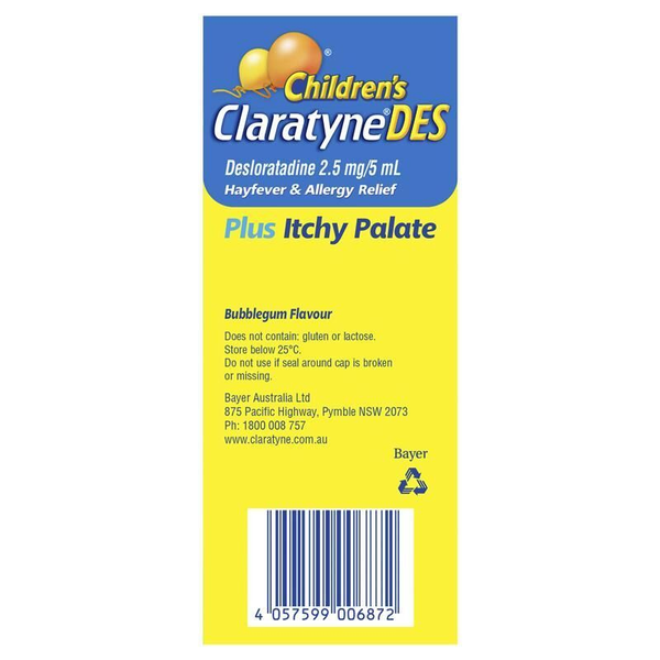 ClaratyneDES Children's Bubblegum Flavoured 100ml Syrup