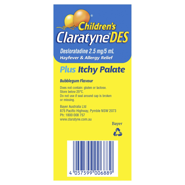 ClaratyneDES Children's Bubblegum Flavoured 60ml Syrup