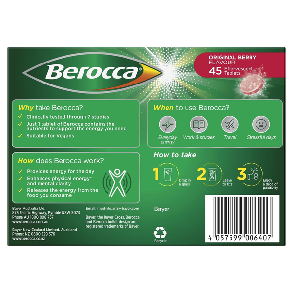 Berocca Energy Original Berry 45 Effervescent Tablets
